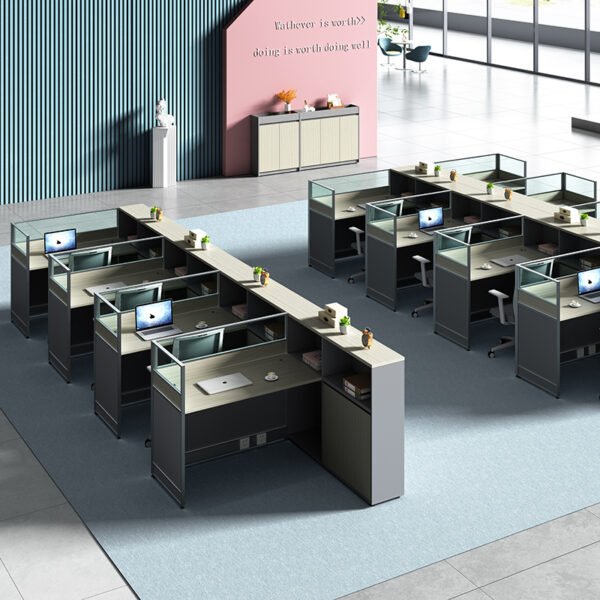 ZHEHANModular Office Workstation Office Combination Desk with Screen Office Desk PFZH-E003 - Image 2