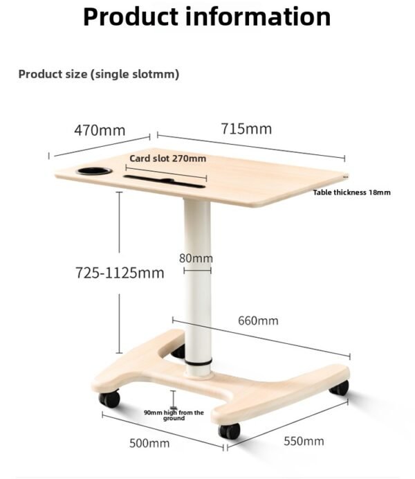 Height Adjustable Mobile Workstation with Tiltable Desktop | Tilt 0°/90° - Image 6