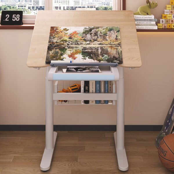 Height Adjustable Mobile Desk Drawing Table with Tiltable Tabletop-ZHEHAN - Image 2