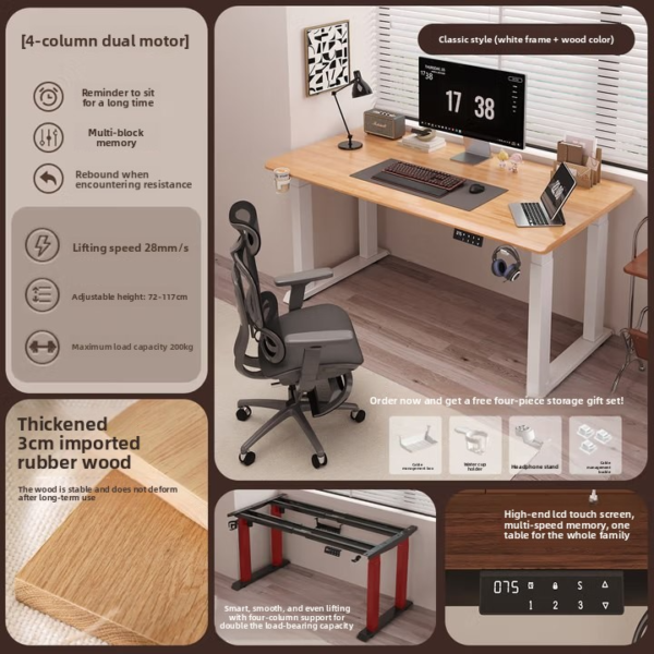 Zhehan Electric Height Adjustable Standing Desk Ergonomic Smart Desk - Image 3