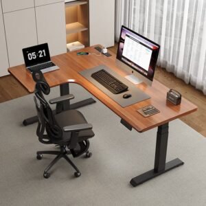 ZHEHAN L-shaped standing desk electric height-adjustable standing desk, ergonomic large computer desk, left and right interchangeable installation