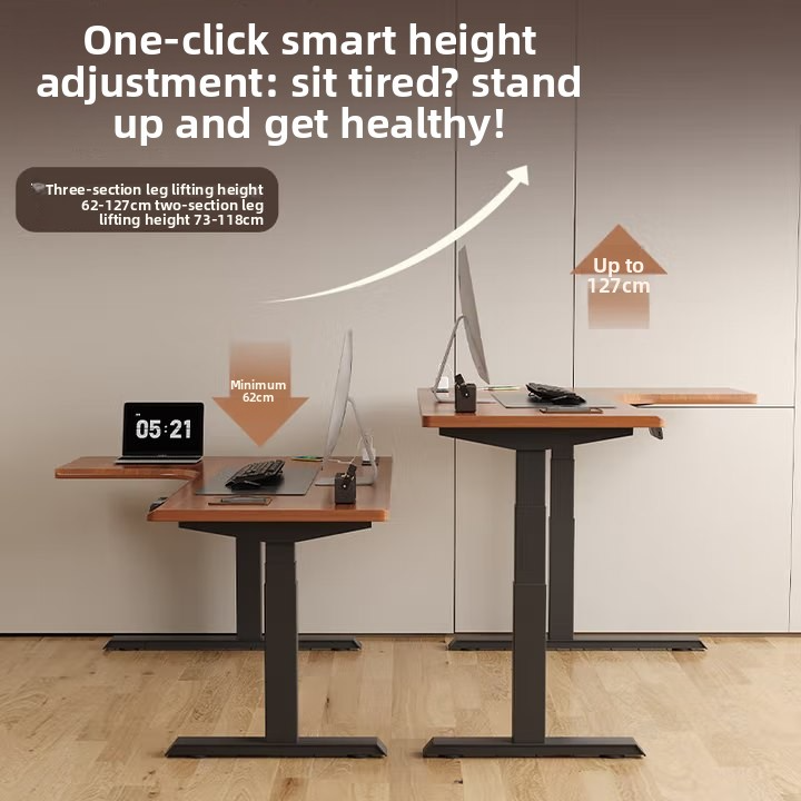ZHEHAN L-shaped standing desk electric height-adjustable standing desk, ergonomic large computer desk, left and right interchangeable installation - Image 7