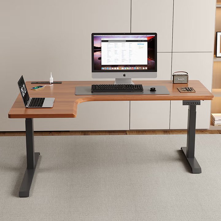 ZHEHAN L-shaped standing desk electric height-adjustable standing desk, ergonomic large computer desk, left and right interchangeable installation - Image 4