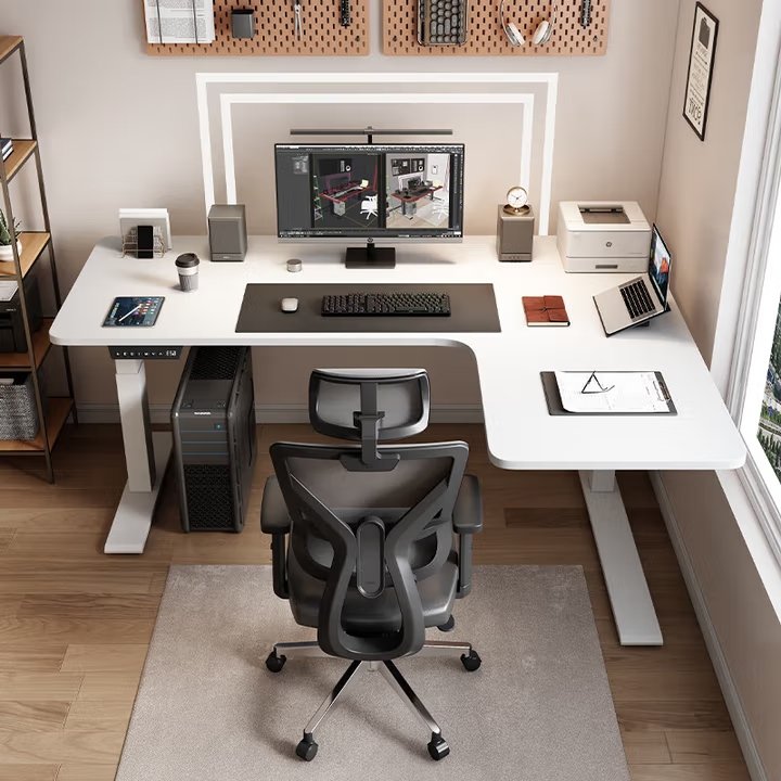 ZHEHAN L-shaped standing desk electric height-adjustable standing desk, ergonomic large computer desk, left and right interchangeable installation - Image 5