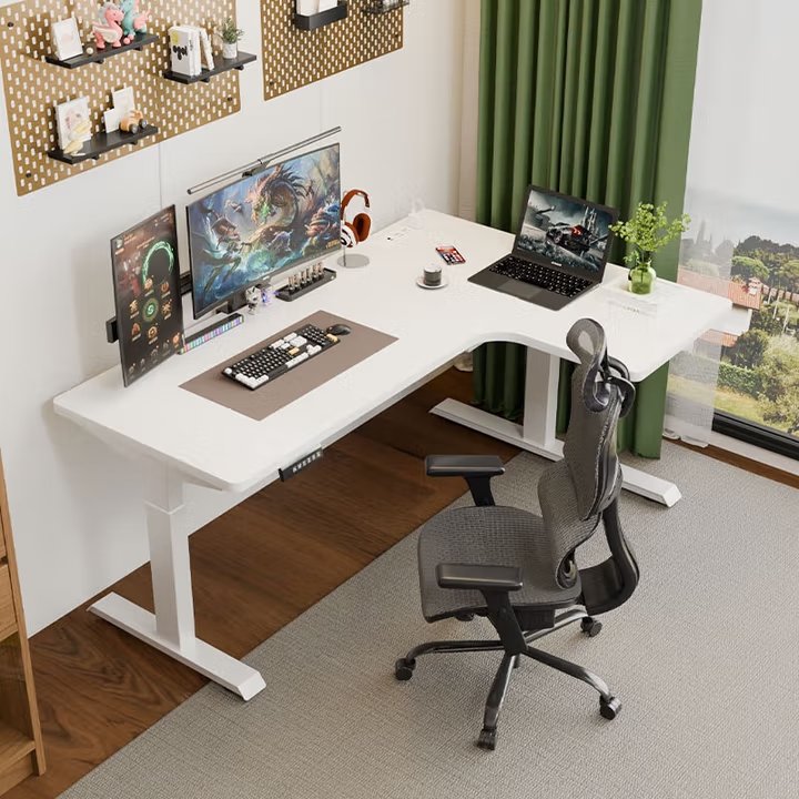 ZHEHAN L-shaped standing desk electric height-adjustable standing desk, ergonomic large computer desk, left and right interchangeable installation - Image 6