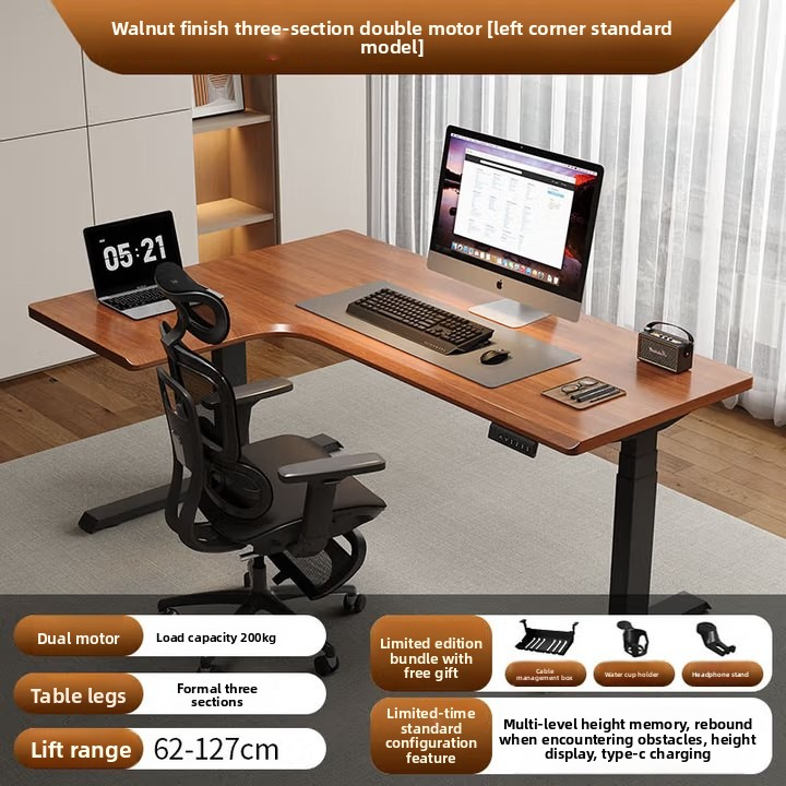 ZHEHAN L-shaped standing desk electric height-adjustable standing desk, ergonomic large computer desk, left and right interchangeable installation - Image 3